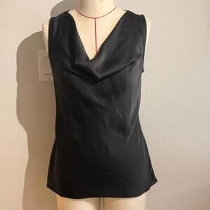 Joseph Ribkoff Black Satin Sleeveless Cowl Neck Shirt Women's 8 Career Layering